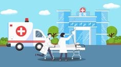 구급차가-도착하고-간호사와-의사가-바삐-움직이는-모습