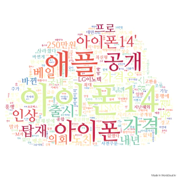 아이폰 14 워드 클라우드로 프레임 텍스트 마이닝
