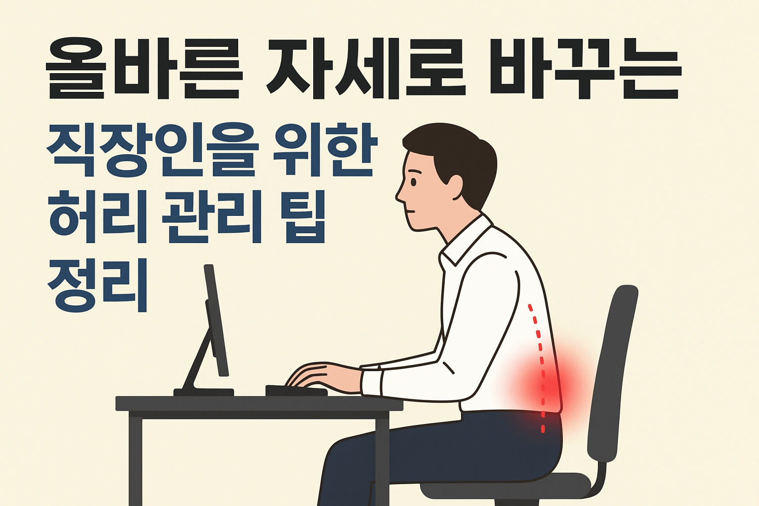 올바른 자세로 바꾸는 법-직장인을 위한 허리 관리 팁