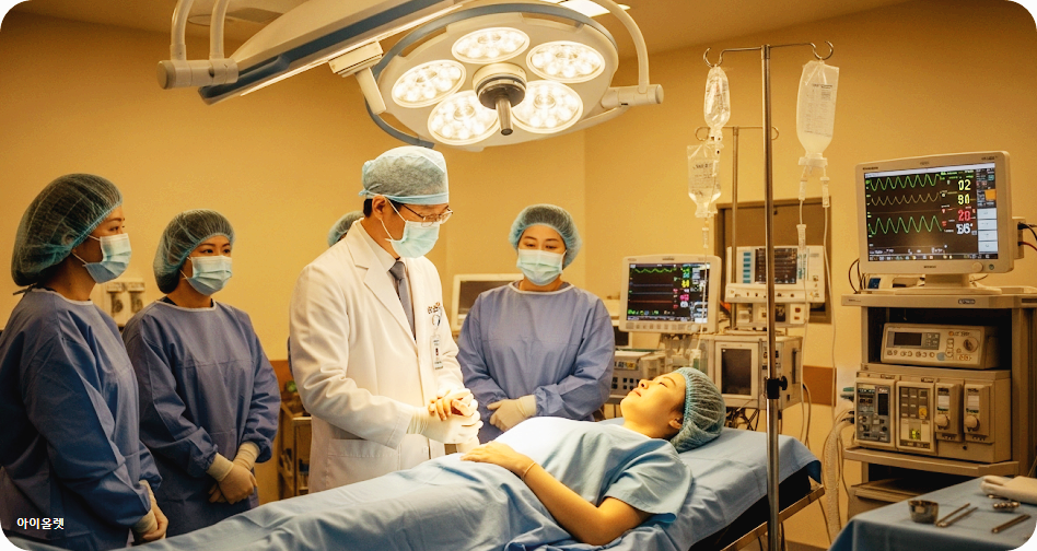 시술 준비 중인 병원 장면