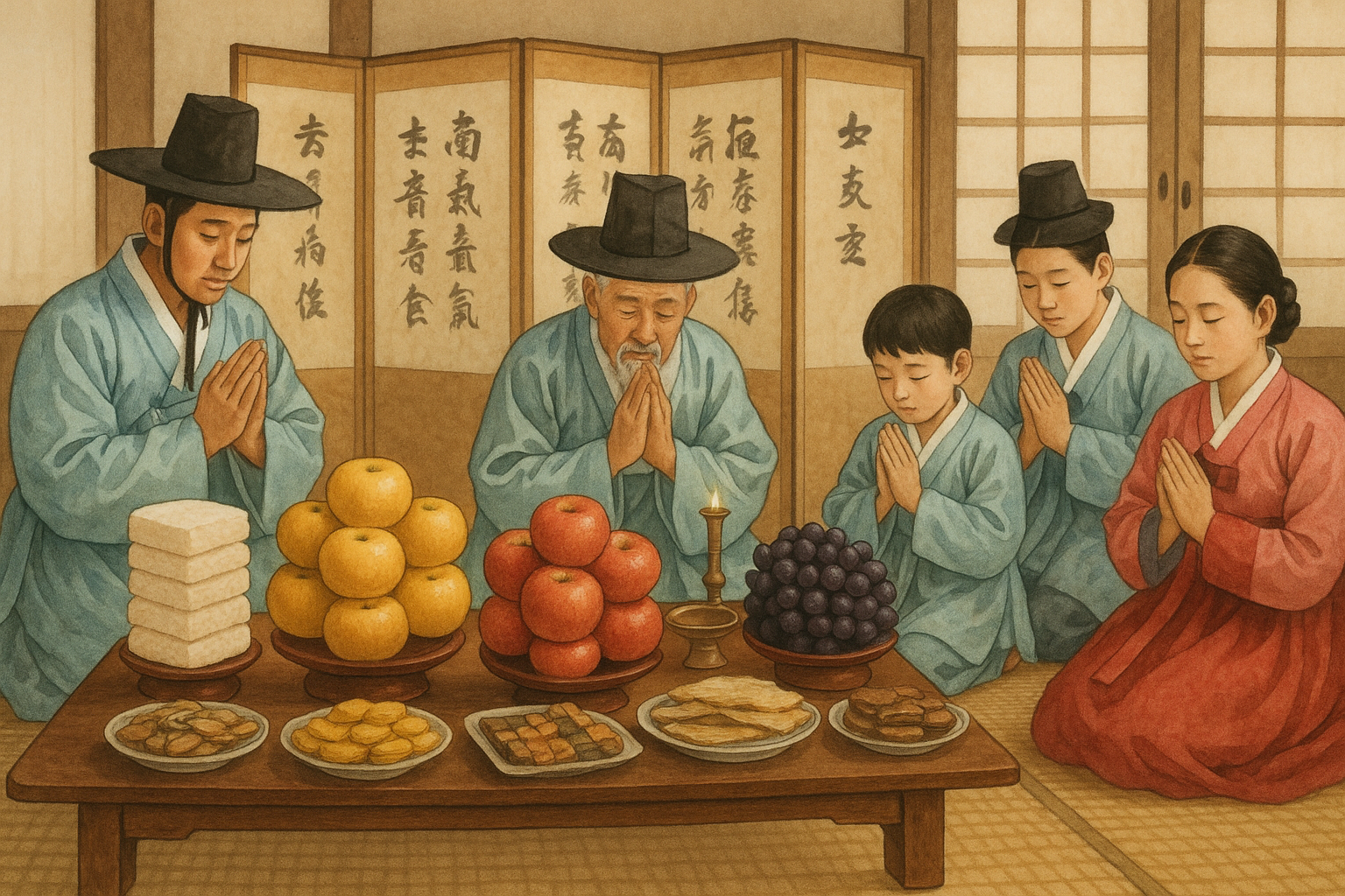 추석 차례 지내는 모습