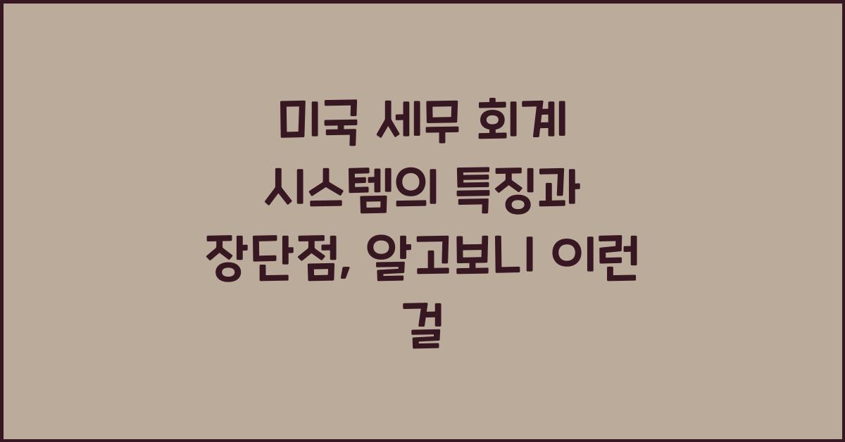 미국 세무 회계 시스템의 특징과 장단점