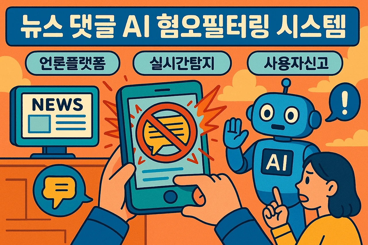 뉴스 댓글 AI 혐오필터링 시스템 (언론플랫폼, 실시간탐지, 사용자신고) 관련 이미지
