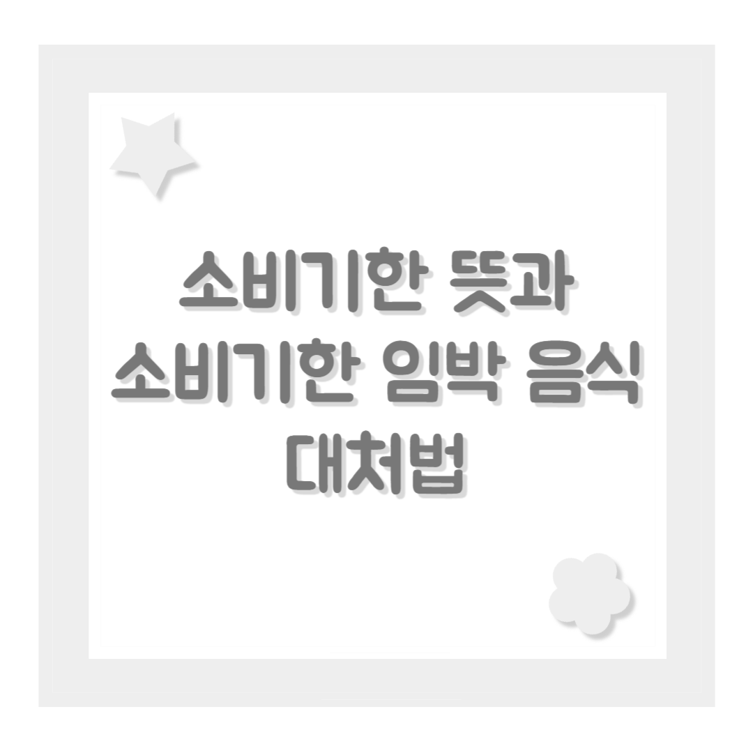 소비기한 뜻과 소비기한 임박 음식 대처법