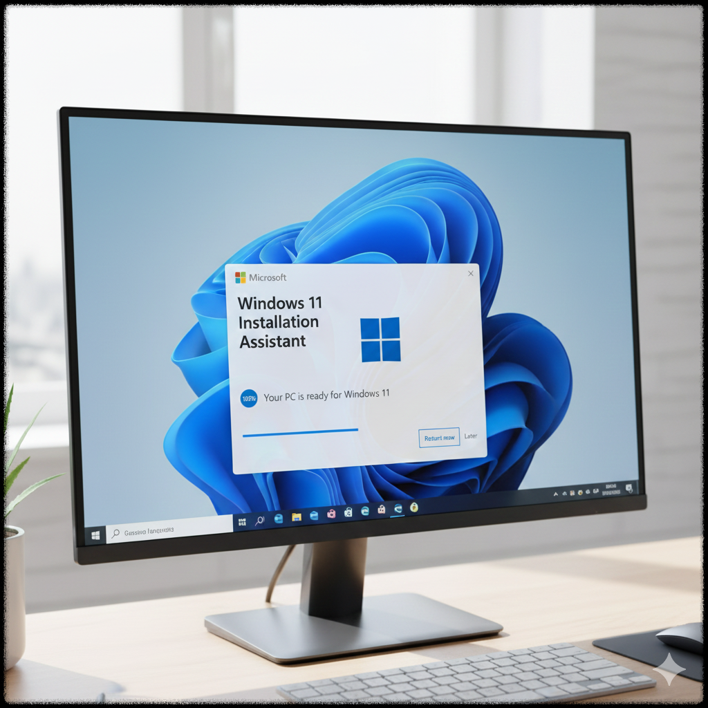 Windows 11 설치 도우미를 실행하여 업데이트를 진행하는 화면