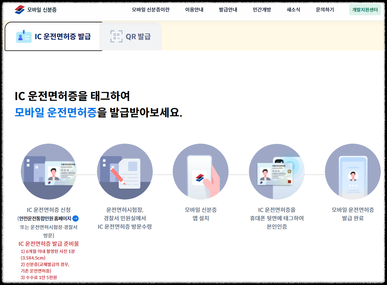 대한민국 모바일 신분증 앱 운전면허증 발급 절차