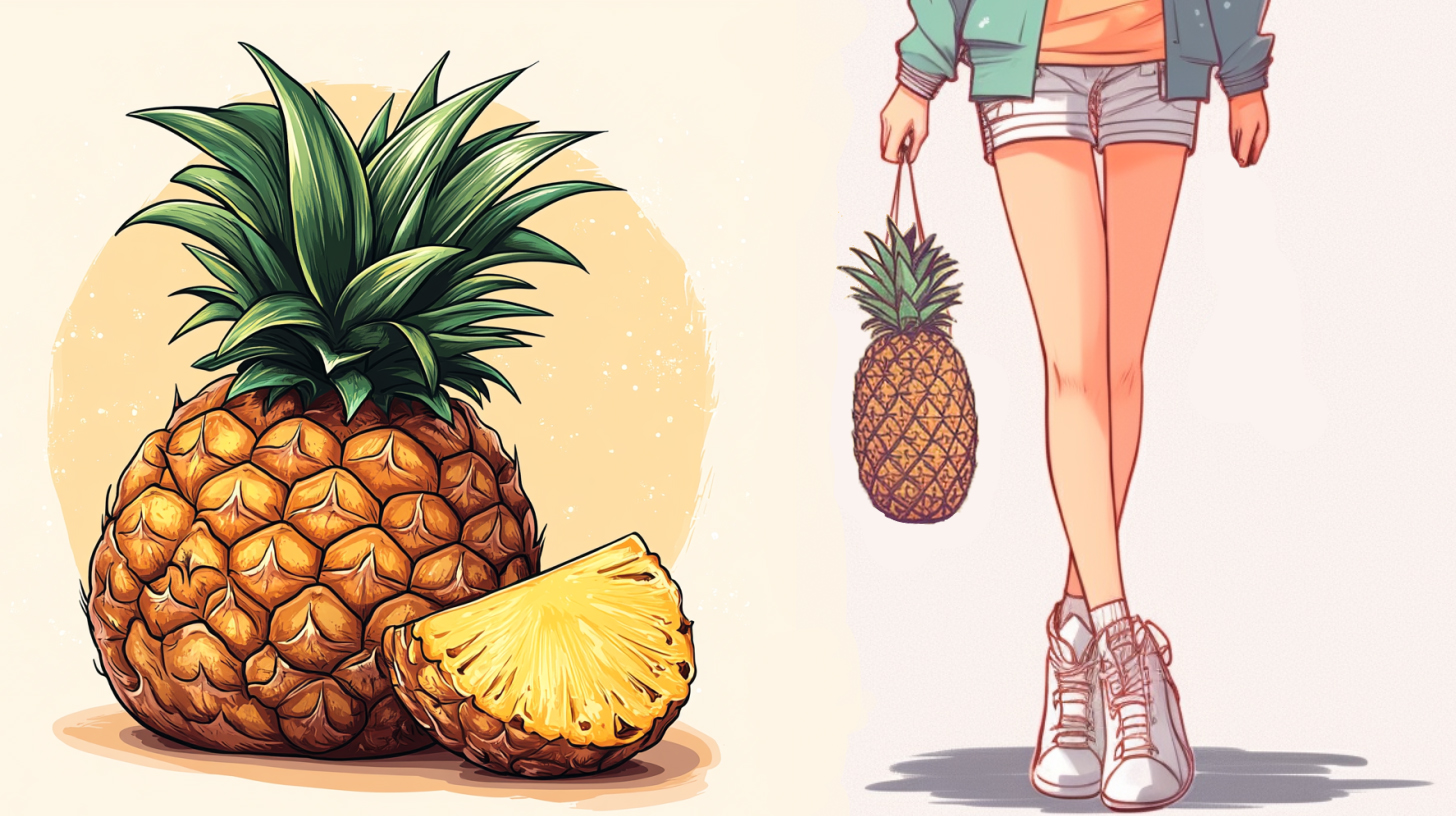 파인애플 섭취한 붓기 없는 마른 다리