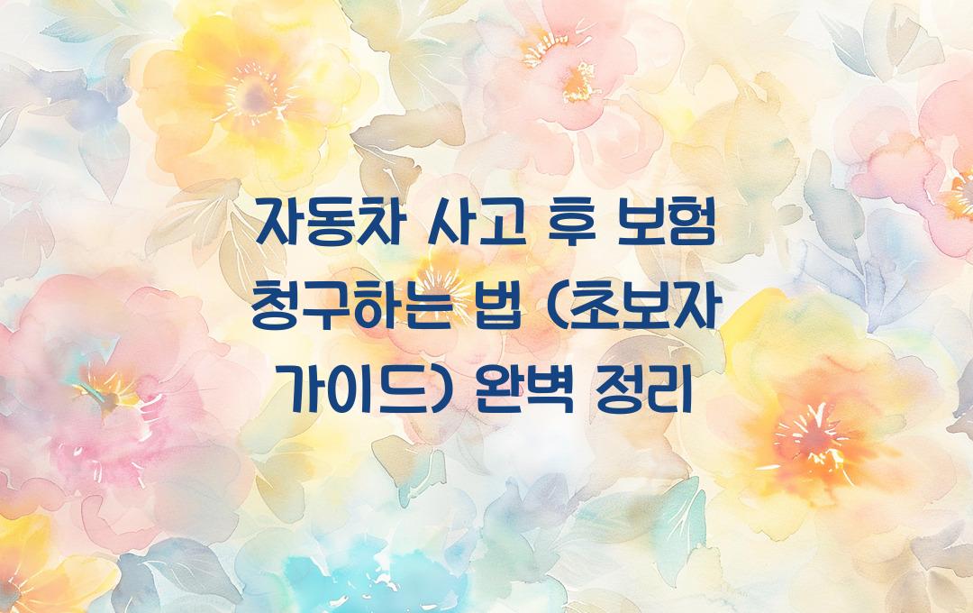 자동차 사고 후 보험 청구하는 법 (초보자 가이드)