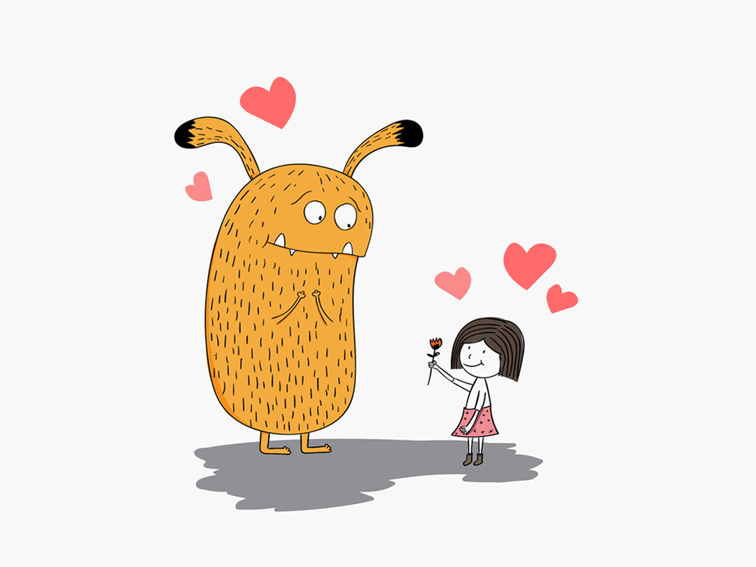 사랑, 실천, 친구, 선물 일러스트