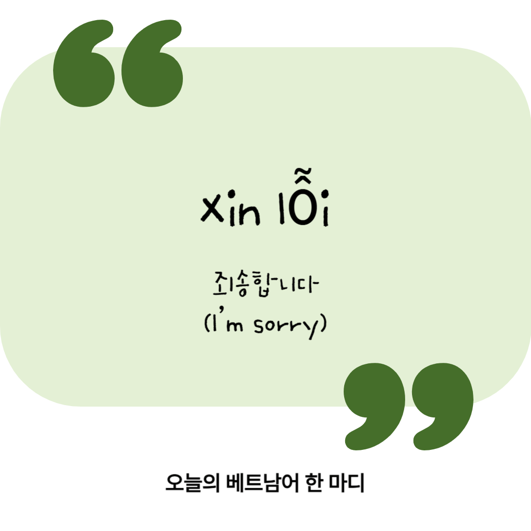[오늘의 베트남어 한 마디] 죄송합니다 &ndash; Xin lỗi