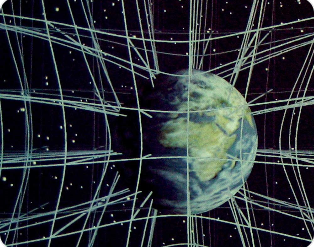 행성 주변의 휘어지는 시공간을 표현한 상대성 이론 개념 사진