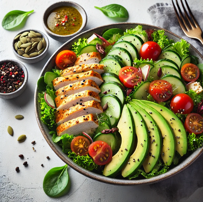 신선하고 맛있어보이는 샐러드