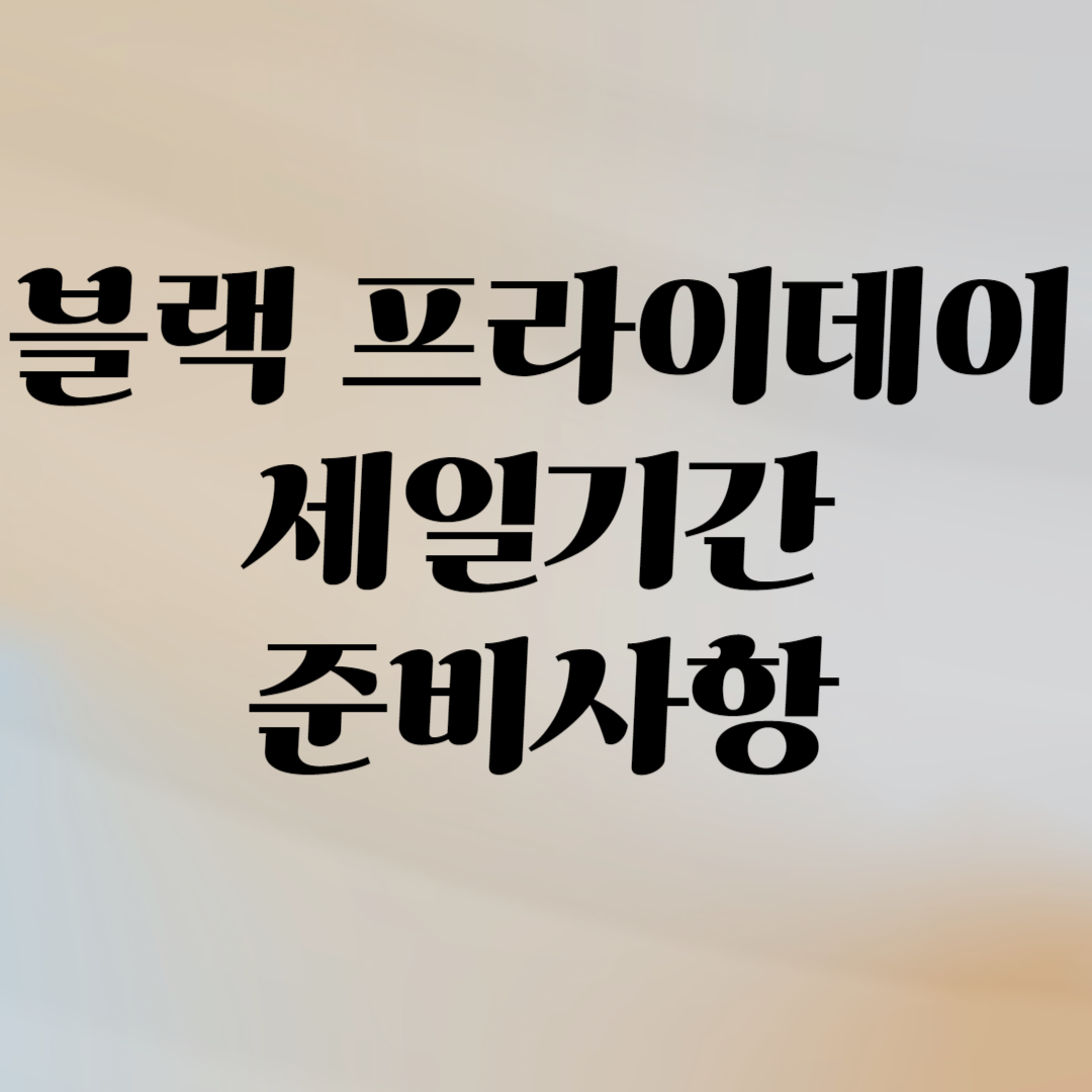 블랙프라이데이 세일기간 준비사항