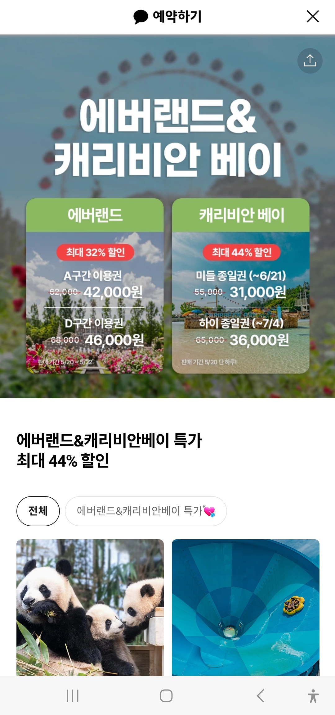 에버랜드 자유이용권 종일권 할인 특가 & 캐리비안베이 이용 주의사항