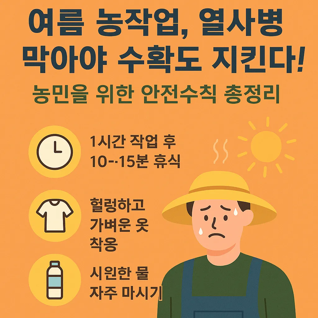 여름 농작업, 열사병 막아야 수확도 지킨다! 농민을 위한 안전수칙 총정리