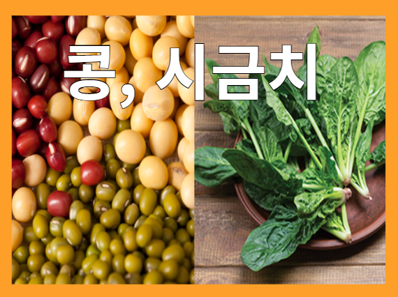 철분이 풍부한 식품 - 콩&amp;#44; 시금치