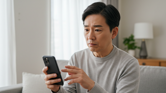 0대 노안을 경험하는 사람의 모습