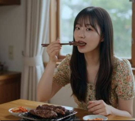 페닐알라닌 많은 음식, 고기 먹는 여성