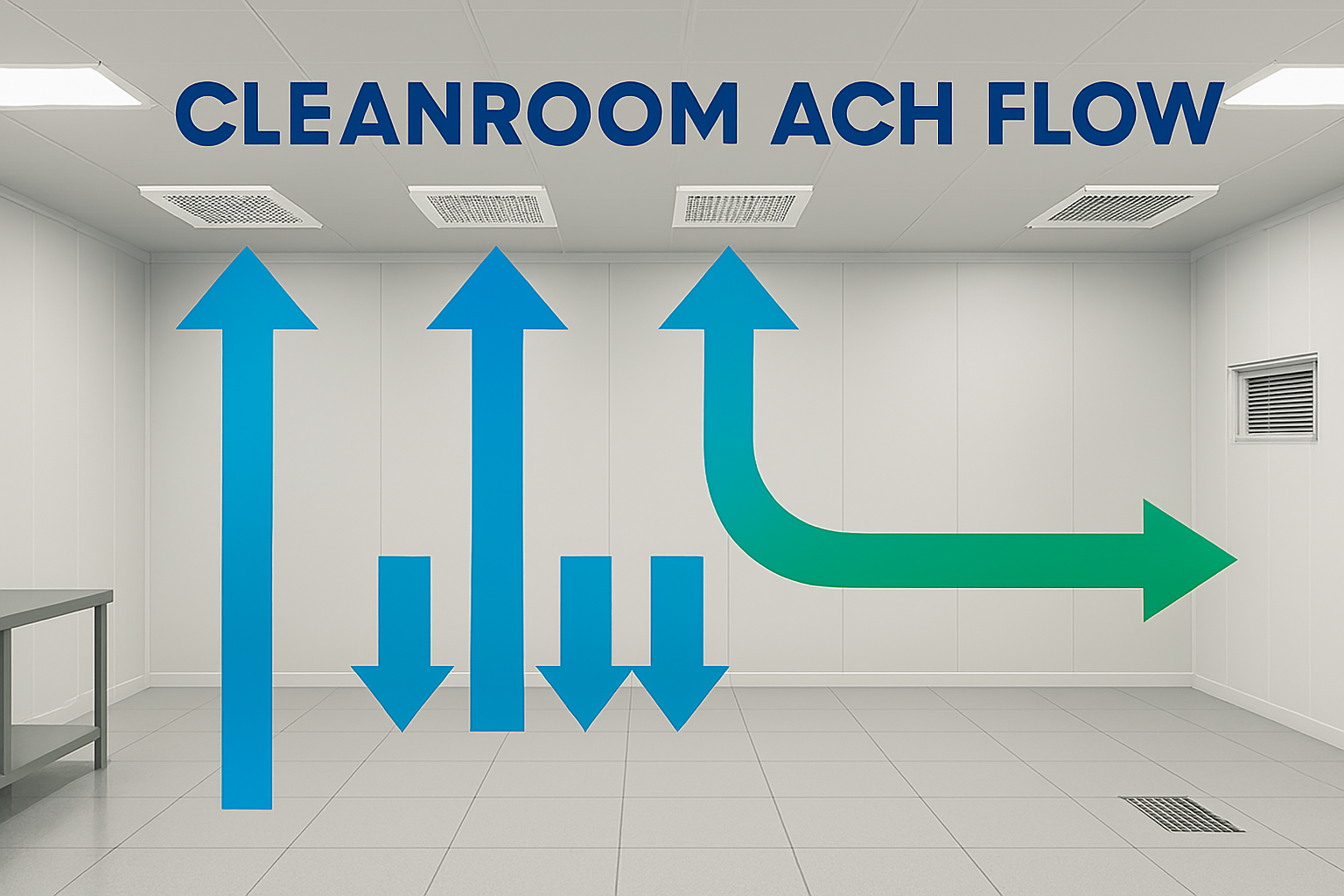 클린룸 오염제어을 위한 환기 횟수(ACH)는 높을 수록 청정도가 우수하다.
