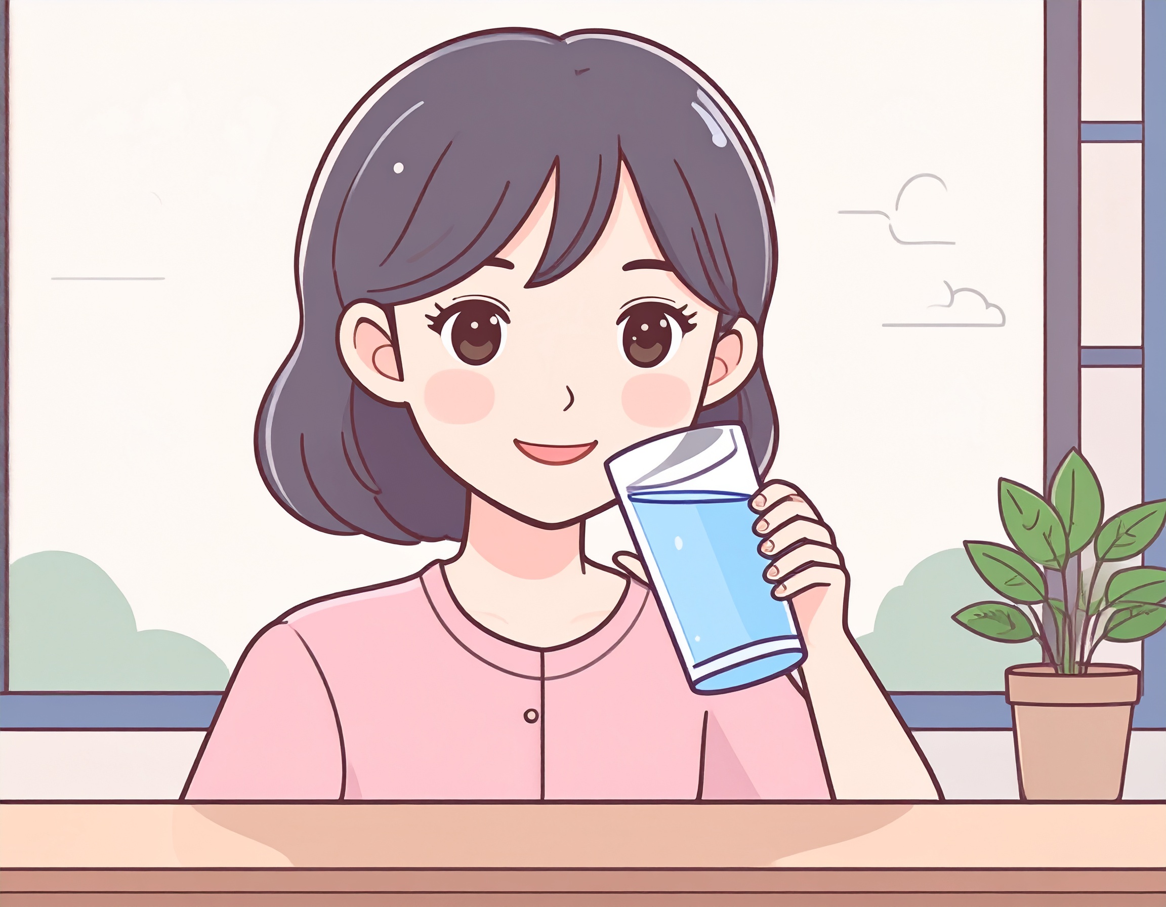 물을 시원하게 마시는 중