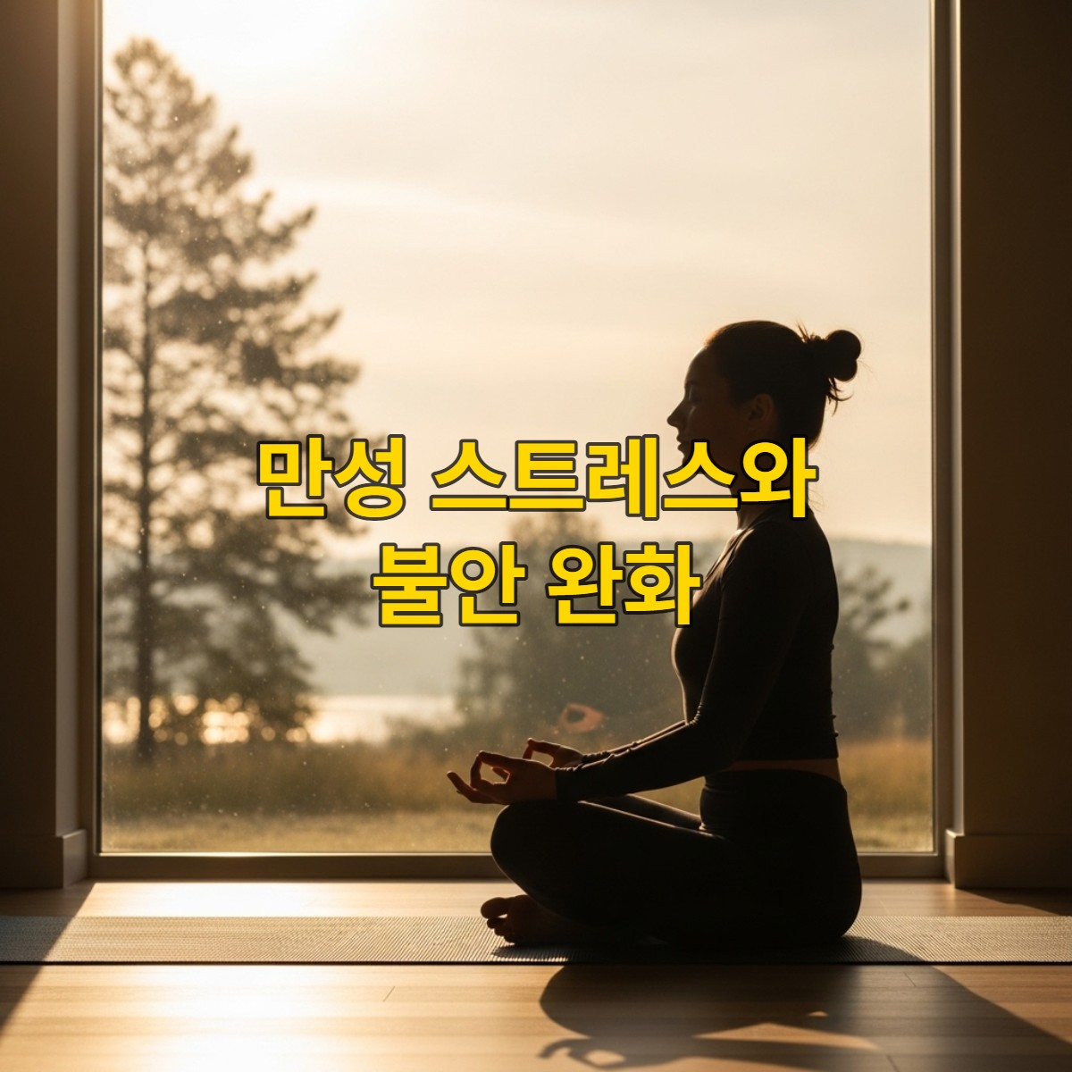 창가에서 부드러운 아침 햇살을 받으며 명상하는 사람의 평화로운 모습