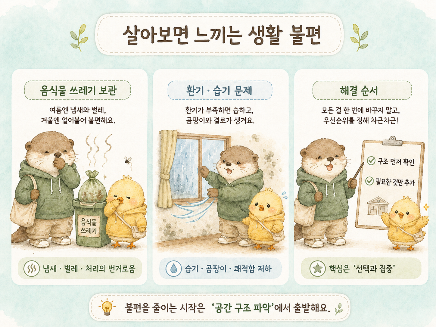 대학생 자취방의 생활 불편을 줄이는 공간 활용 인포그래픽