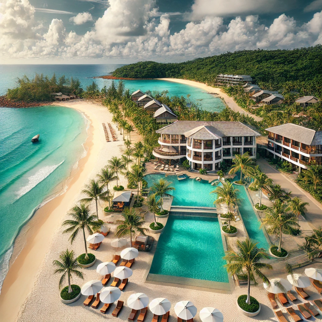 푸꾸옥의 아름다운 해변과 리조트 풍경
