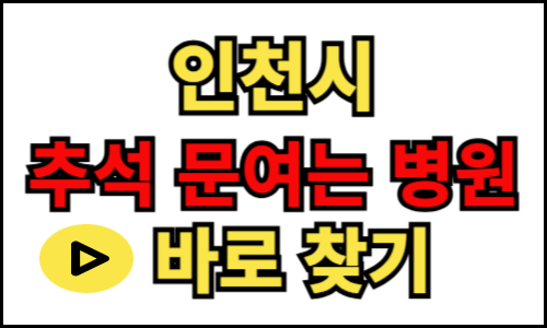 인천시 추석 병원, 설날 문 여는 약국 병원 의원