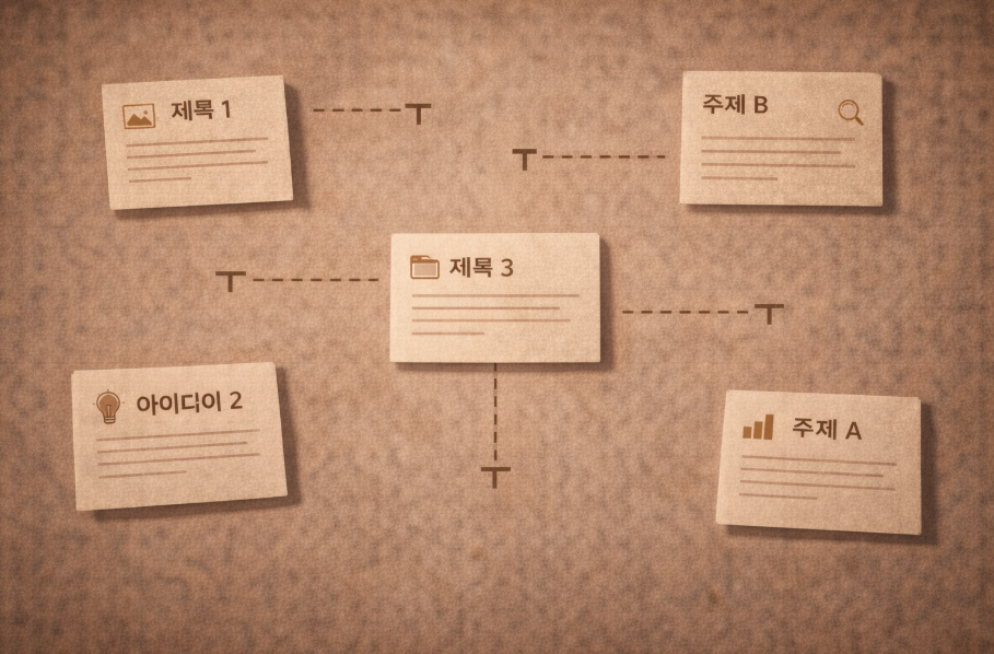 서로 연결되지 않은 블로그 콘텐츠 구조