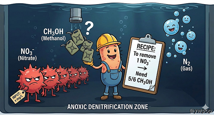 NO3^- 탈질에 필요한 CH3OH의 질량