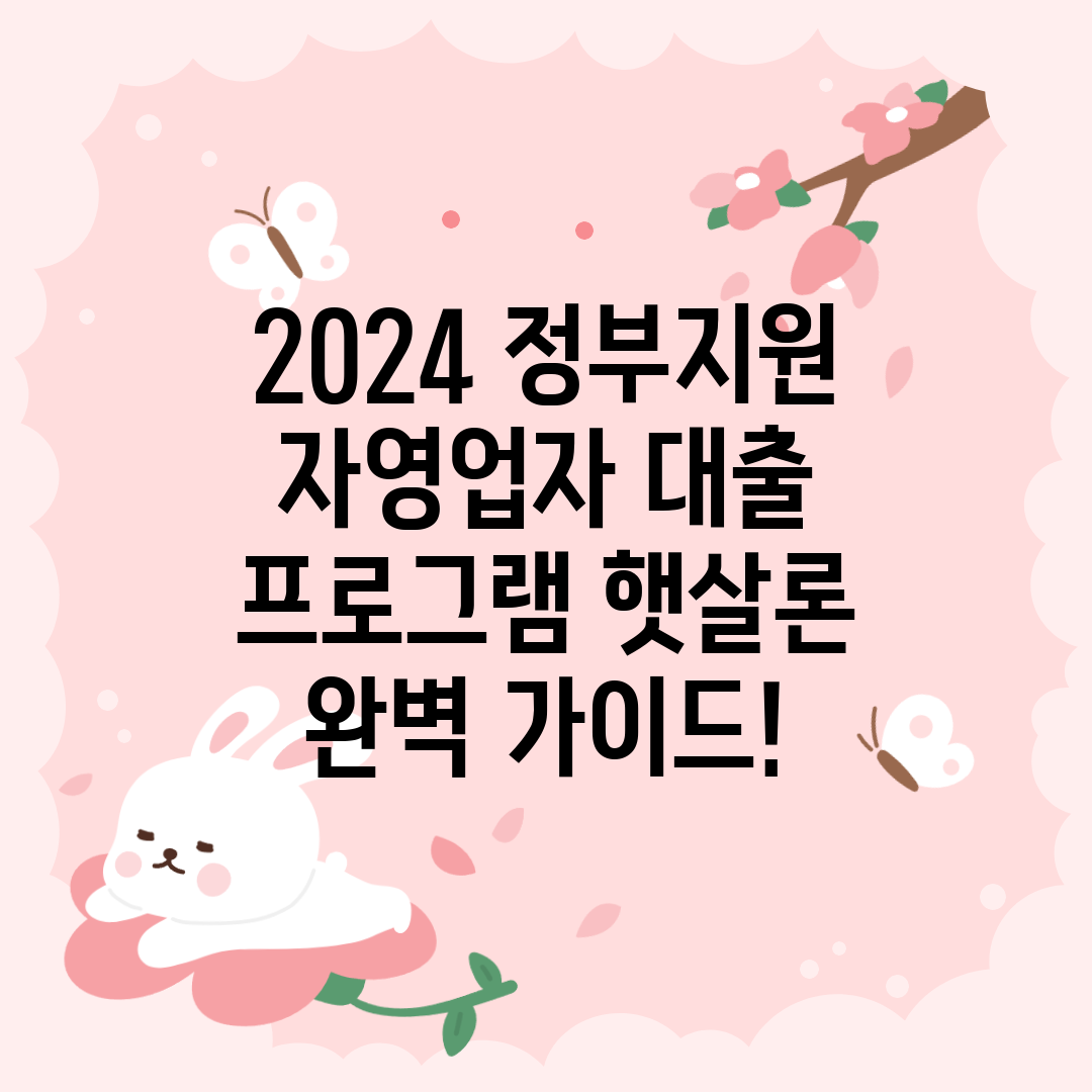 2024 정부지원 자영업자 대출 프로그램 햇살론 완벽 