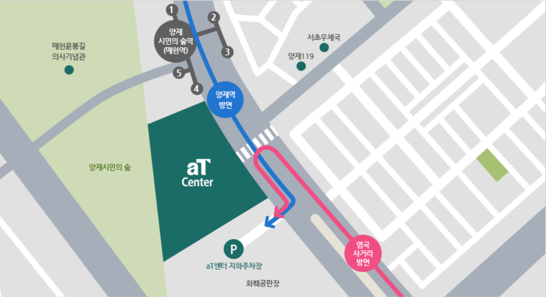 aT센터 주차장 진입약도