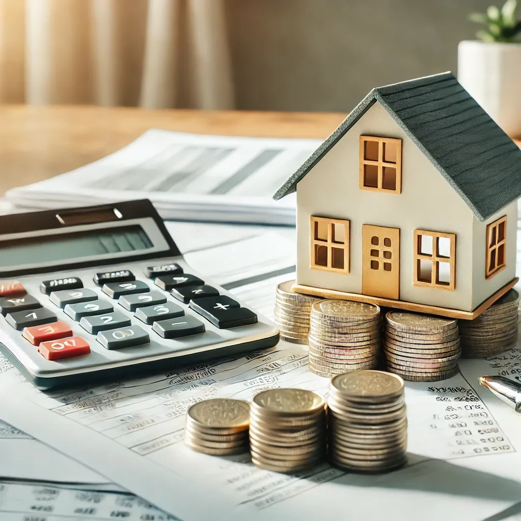부동산 세금 문제 해결을 위한 문서와 계산기&amp;#44; 집 모형