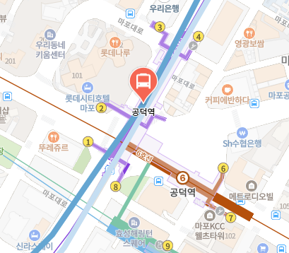 공덕역에서 인천공항 리무진 공항버스(6701번) 지도 위치