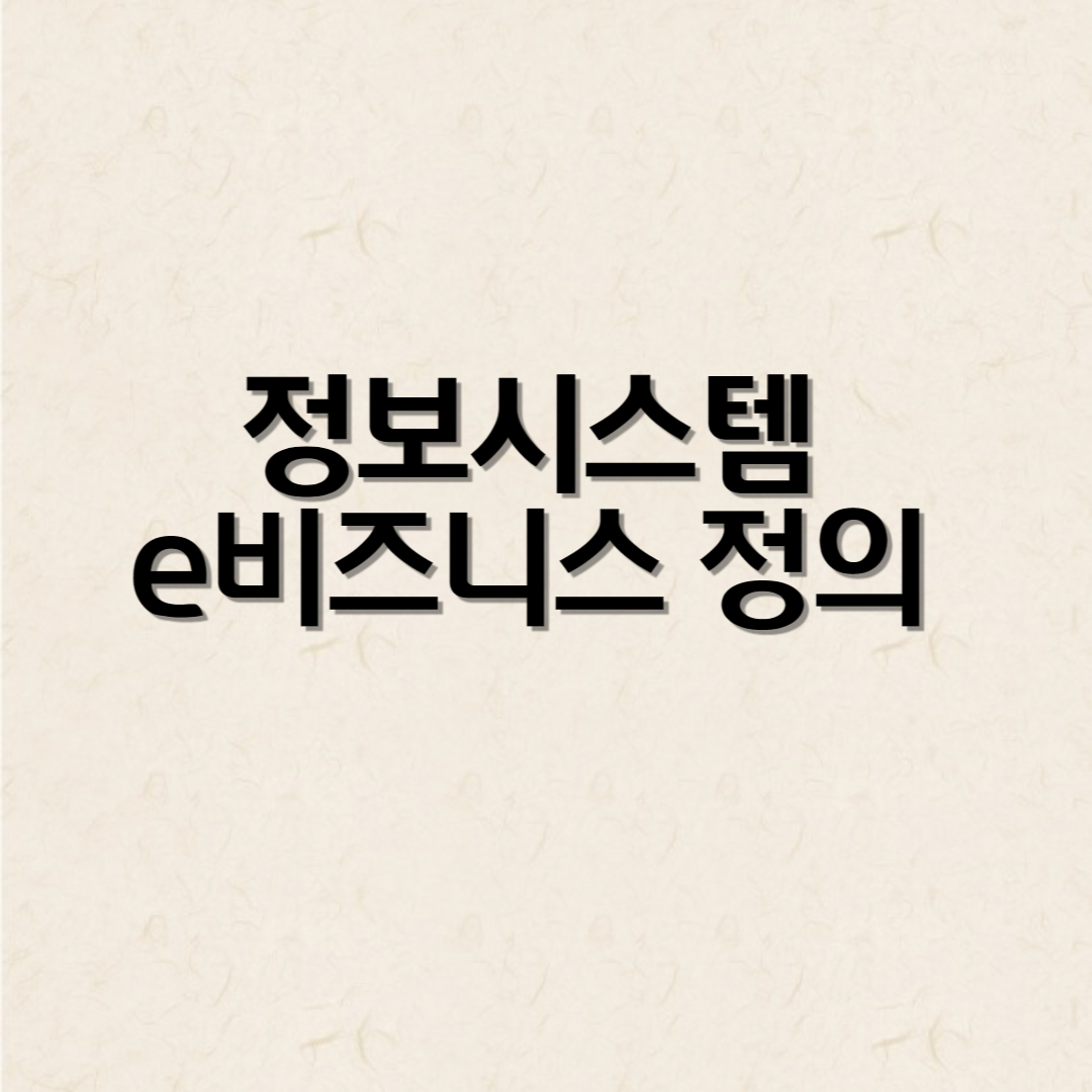 정보시스템 e비즈니스 정의