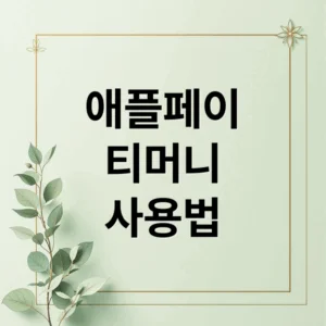 애플페이 티머니 사용법