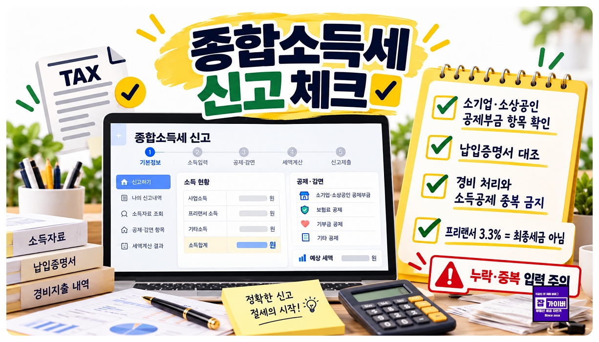 종합소득세 신고 시 노란우산공제 납입증명서 소기업 소상공인 공제부금 확인 체크리스트