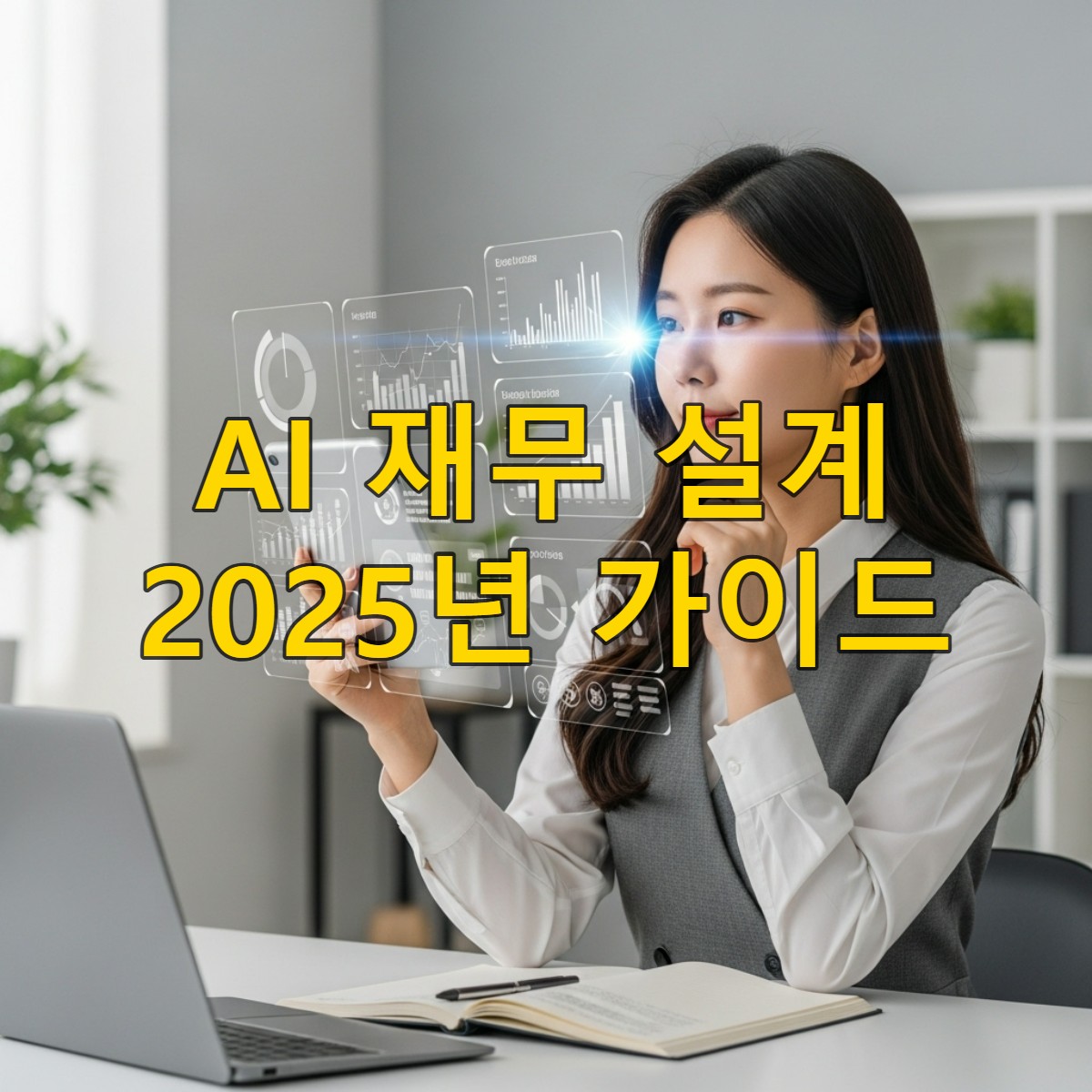 2025년 인공지능 재무 설계 앱을 활용하여 자산을 관리하는 한국 여성의 모습
