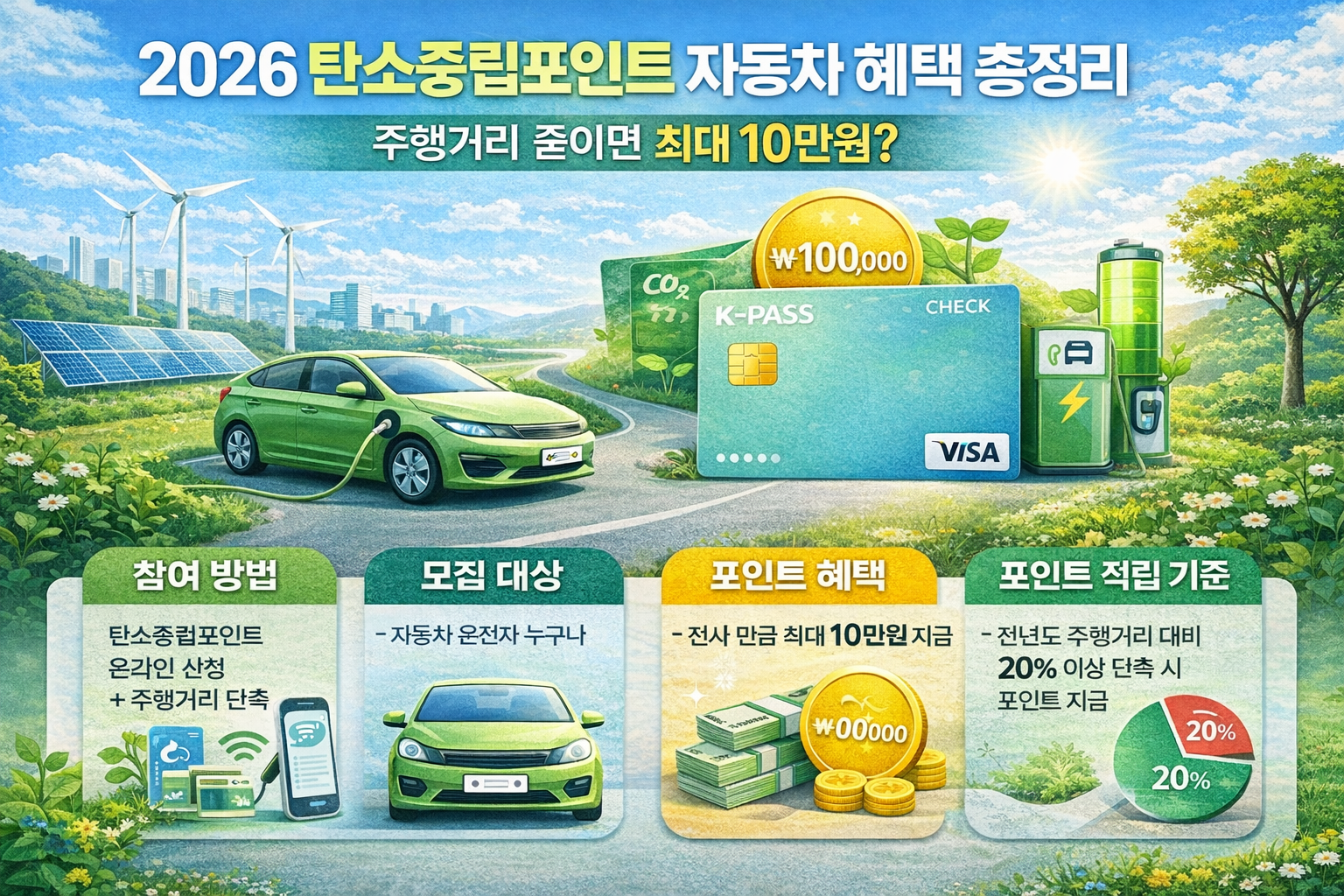 2026 탄소중립포인트 자동차 혜택 총정리 🚗 주행거리 줄이면 최대 10만원?