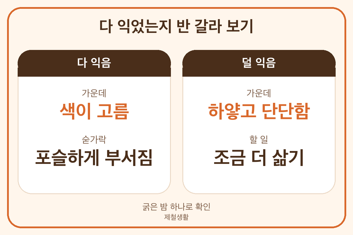 밤 삶는 시간 반으로 갈라 익음 확인하는 법