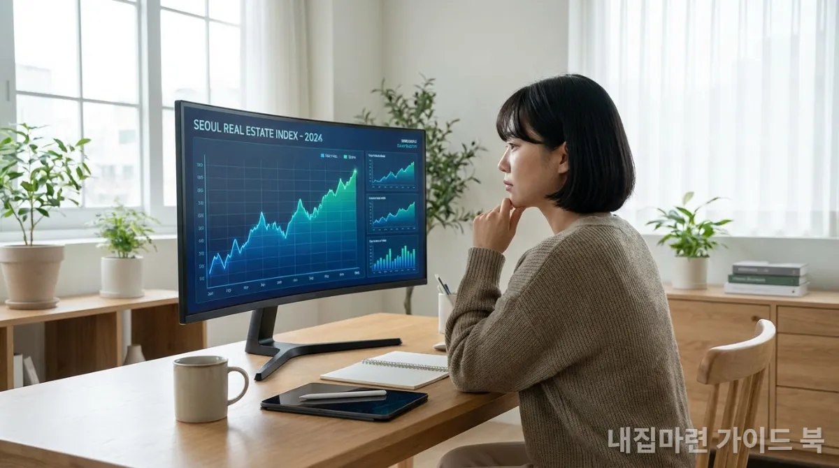 부동산 시장 변화를 분석하는 한국 여성