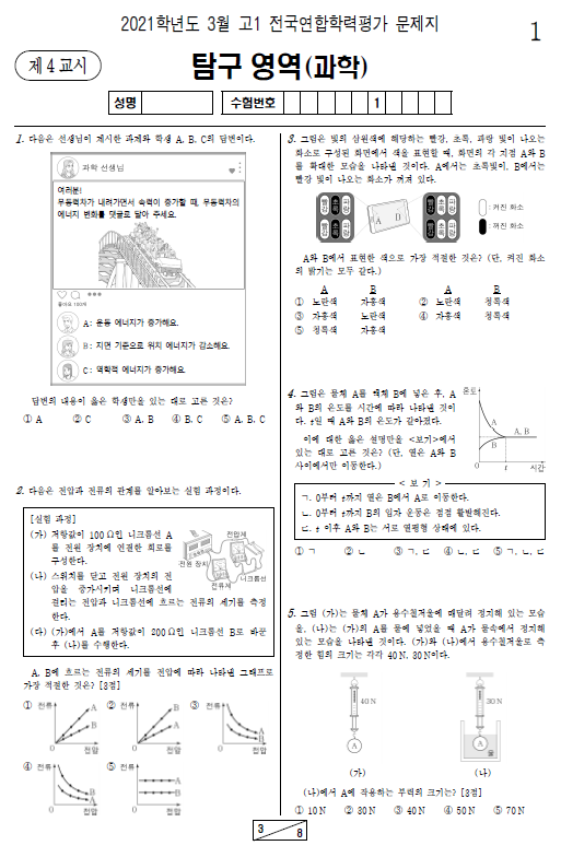 2021-3월-고1-모의고사-통합과학-기출문제-다운