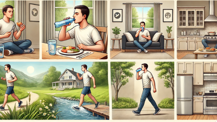 소화불량 없애는 습관과 식단을 보여주는 그림