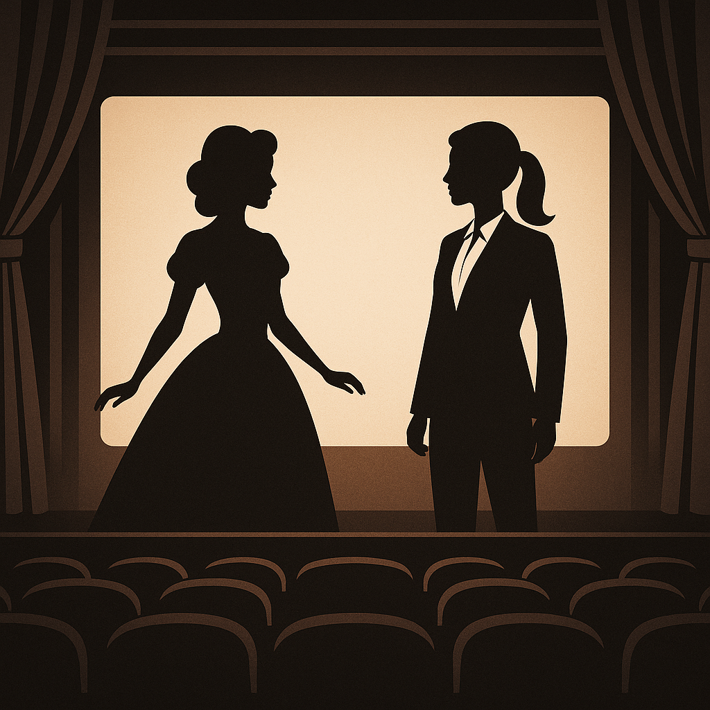 고전 여성 캐릭터 현대 여성 캐릭터 마주보는 장면