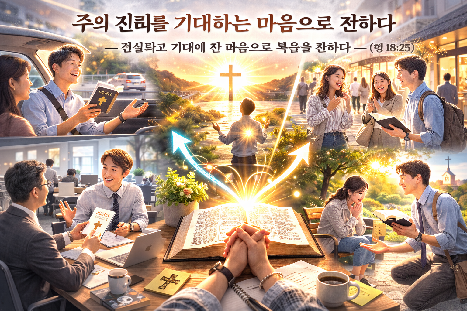 행 18:25 말씀을 보며, 주의 진리를 전할 때 나의 자세나 태도에 대해 생각하게 되었고, 과연 진리를 전하는 자로서 진실되고 기대에 찬 마음으로 전할 것이 도전이 되어, 오늘 중 주님의 진리의 말씀을 전할 때 기대하는 마음을 가지도록 기도하며 시도하는 모습입니다.