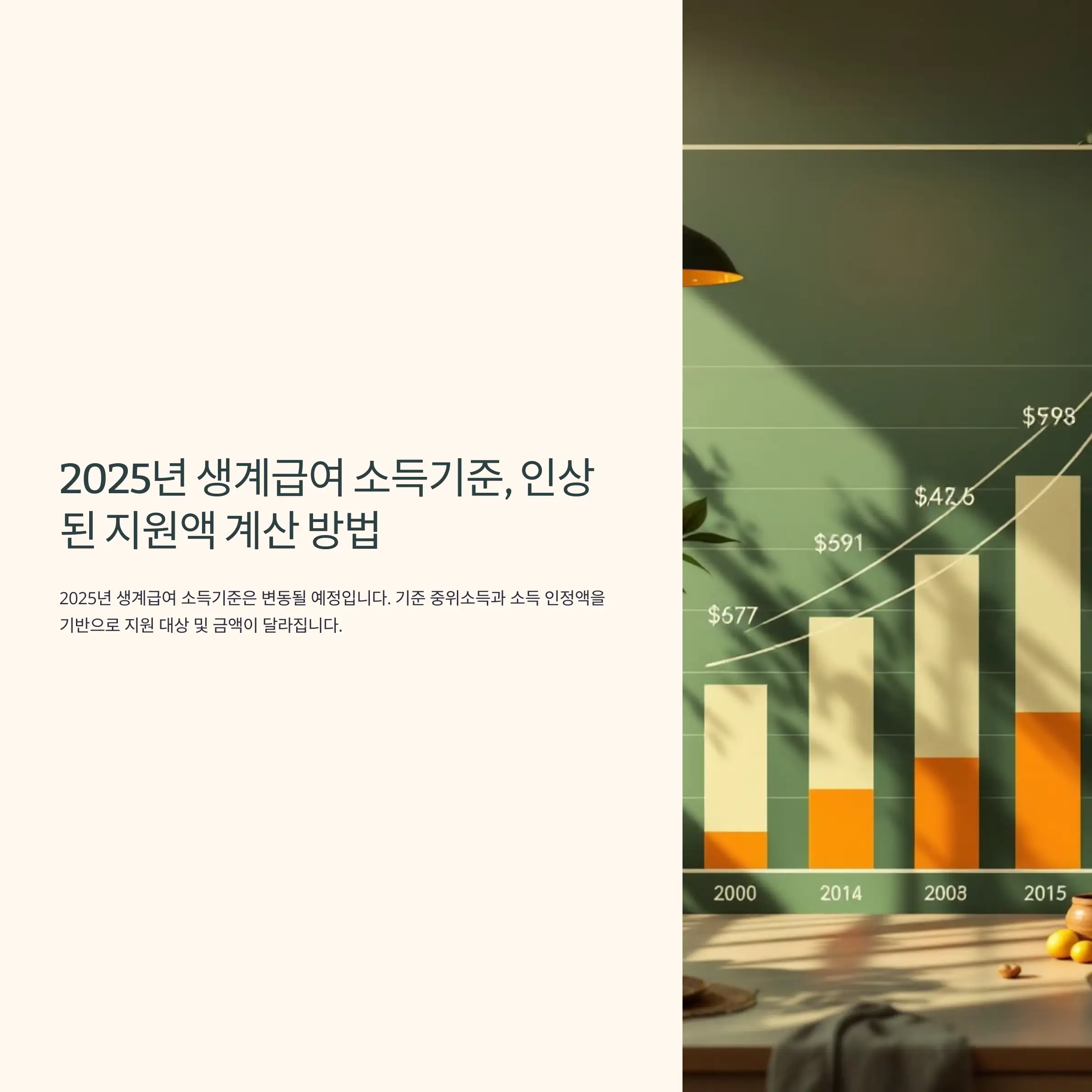 2025년 생계급여 소득기준, 인상된 지원액 계산 방법