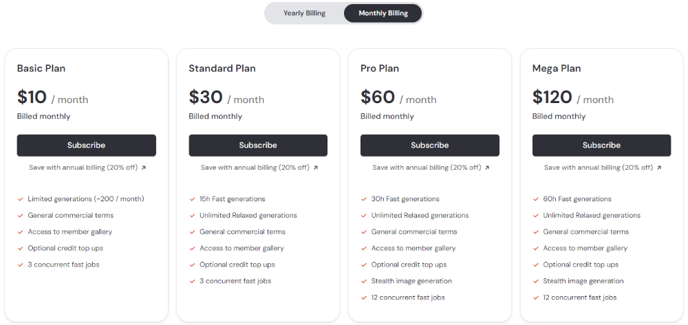 미드저니 유료서비스 타입별 가격과 혜택