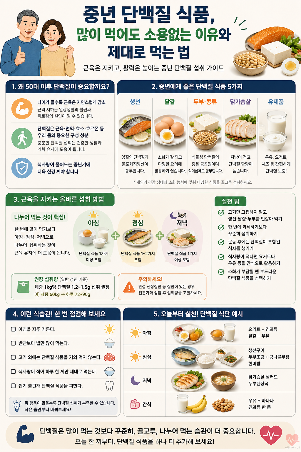 중년 단백질 식단 구성법 5가지