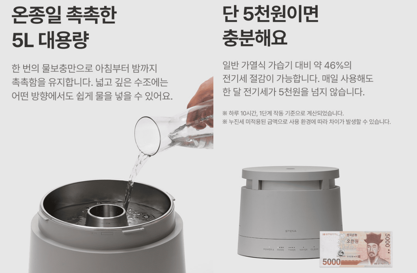 스테나 가습기 전력 효율 및 용량