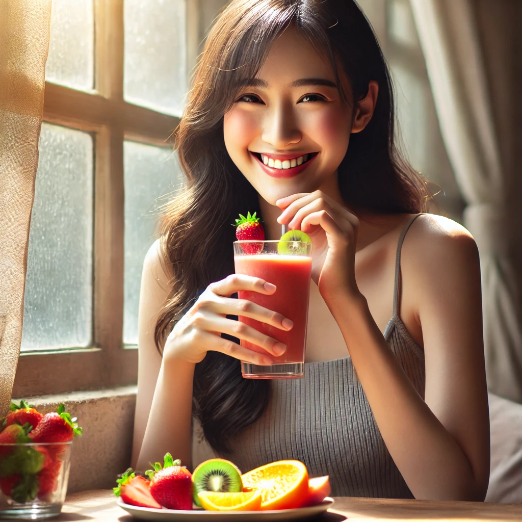 비타민C 충분한 건강한 여성